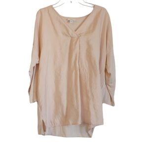 J. Jill Womens Blouse Sz M Light Pink 3/4 Sleeves V Neck Soft Spring Summer Work